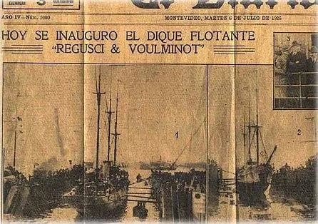 Recorte histórico de la inauguración del dique flotante Regusci & Voulminot